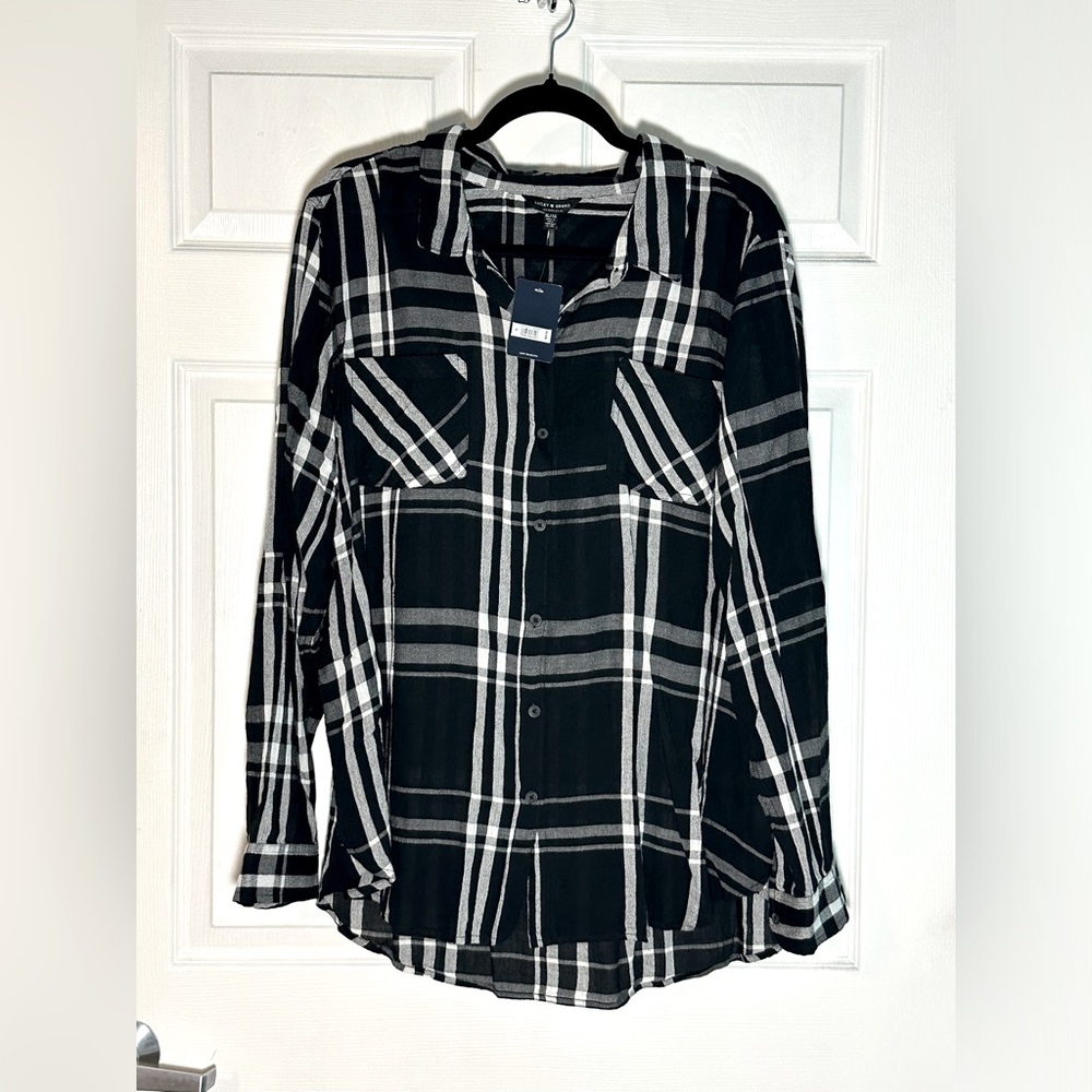 NWT Lucky Brand Plaid Top